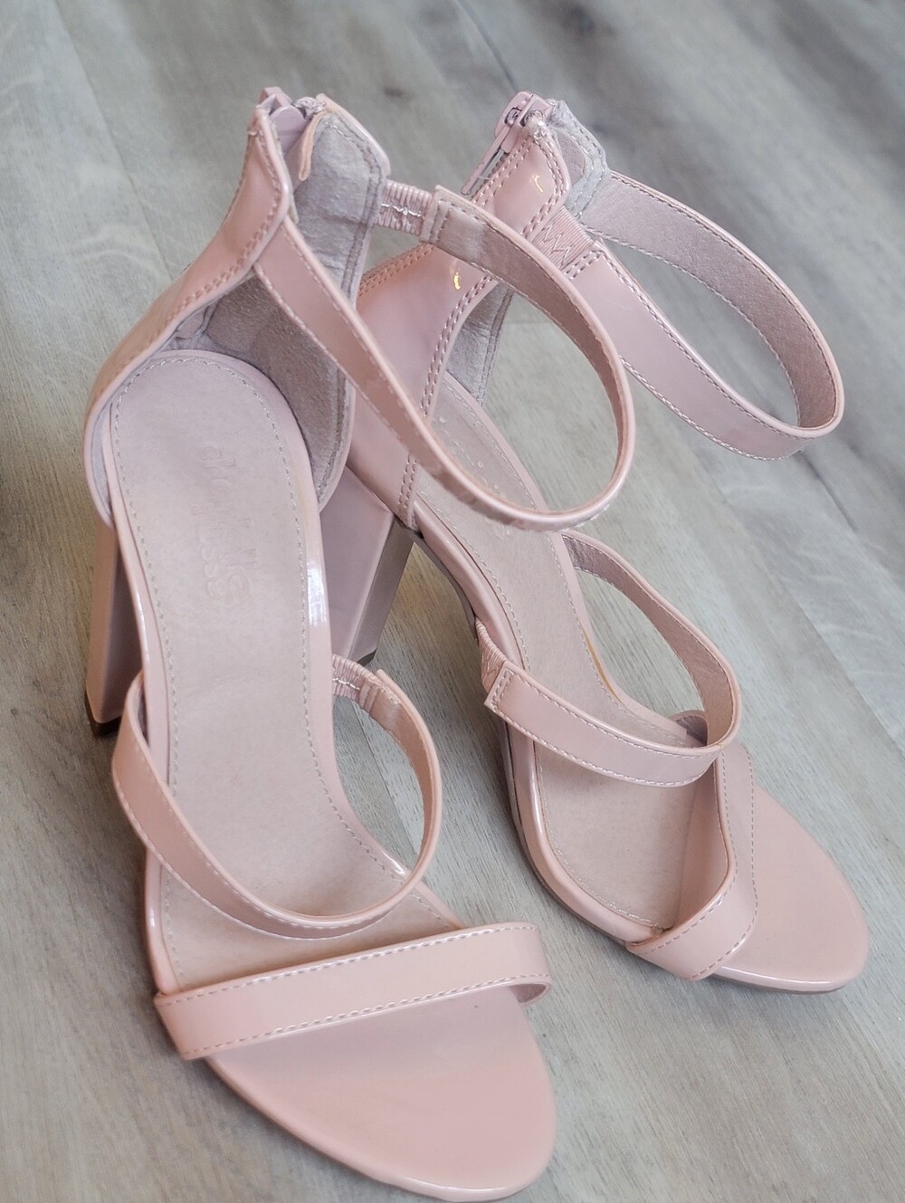 Charlotte Russe Pale Pink Strappy Block Heel Sandals
